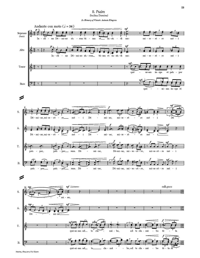 Hawley, Requiem, II. Psalm first page