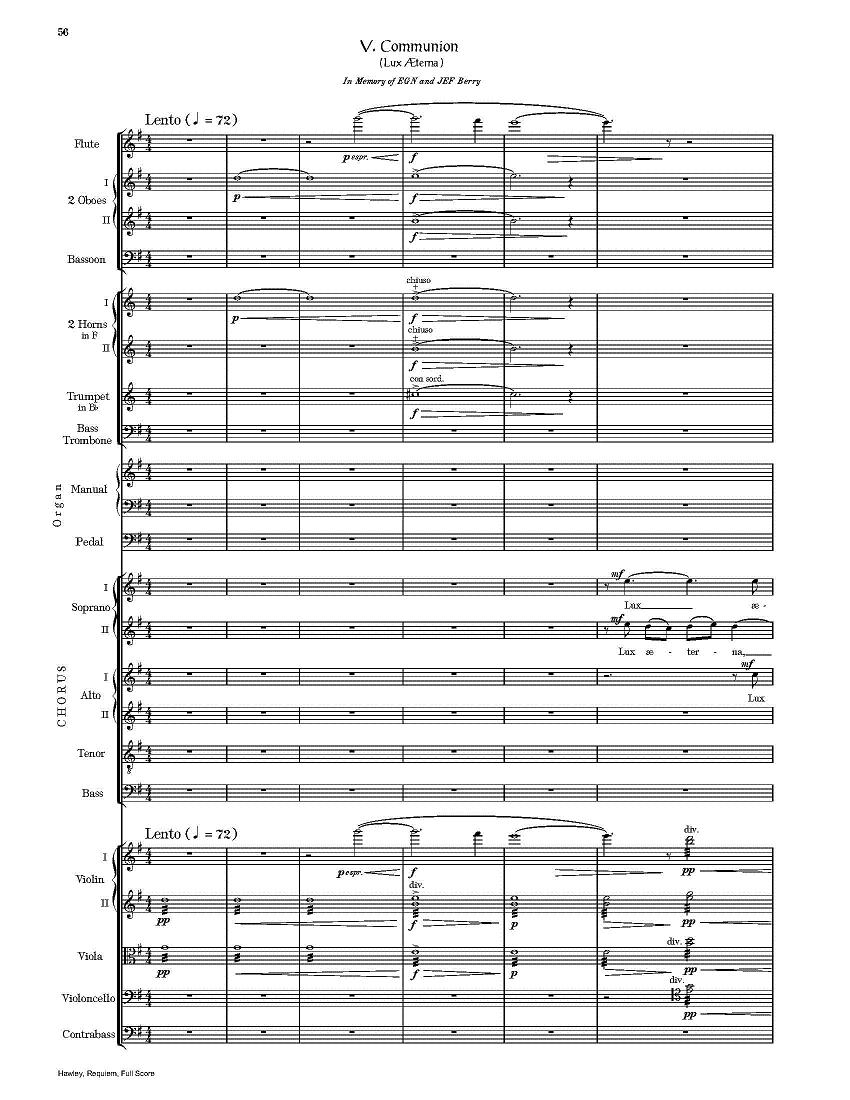 Hawley, Requiem, V. Communion first page