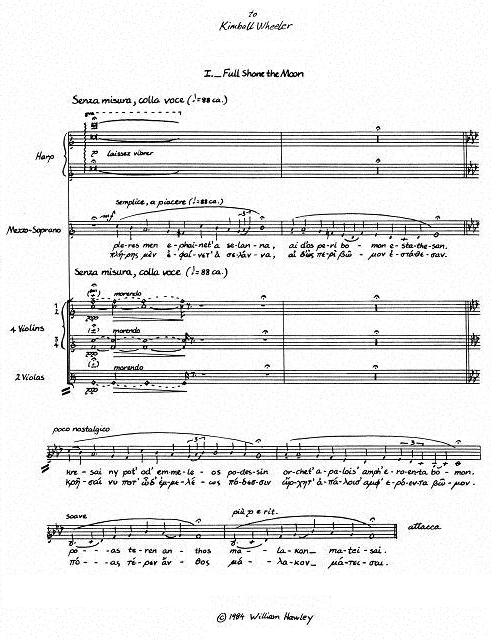 Sappho Songs (orch.) first page