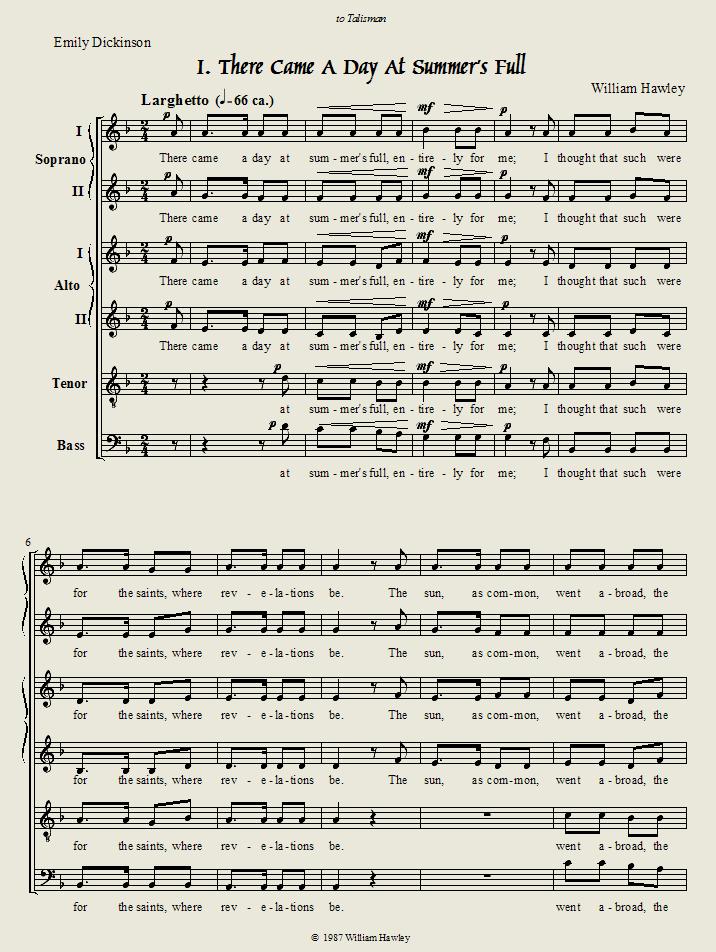 There Came a Day at Summer's Full first page